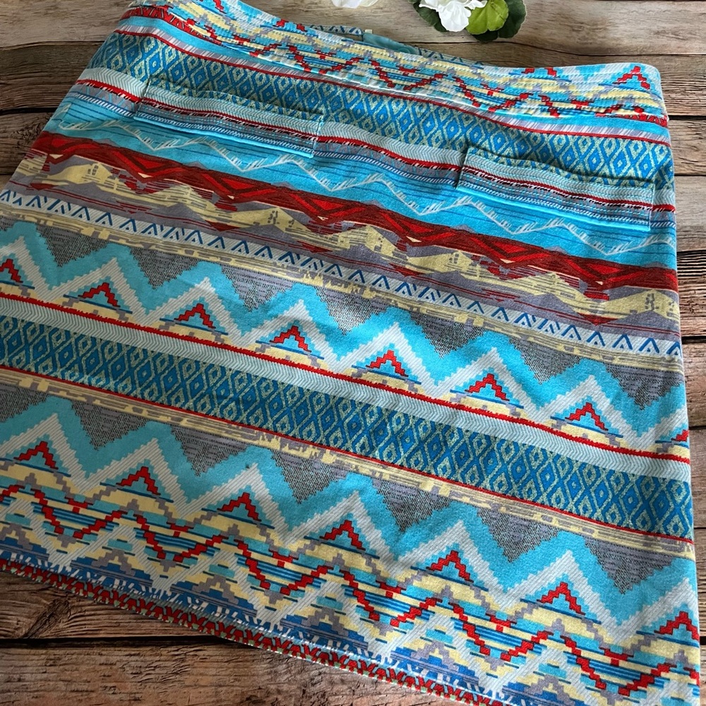 Etcetera Multicolor Tribal Print Skirt Size 4